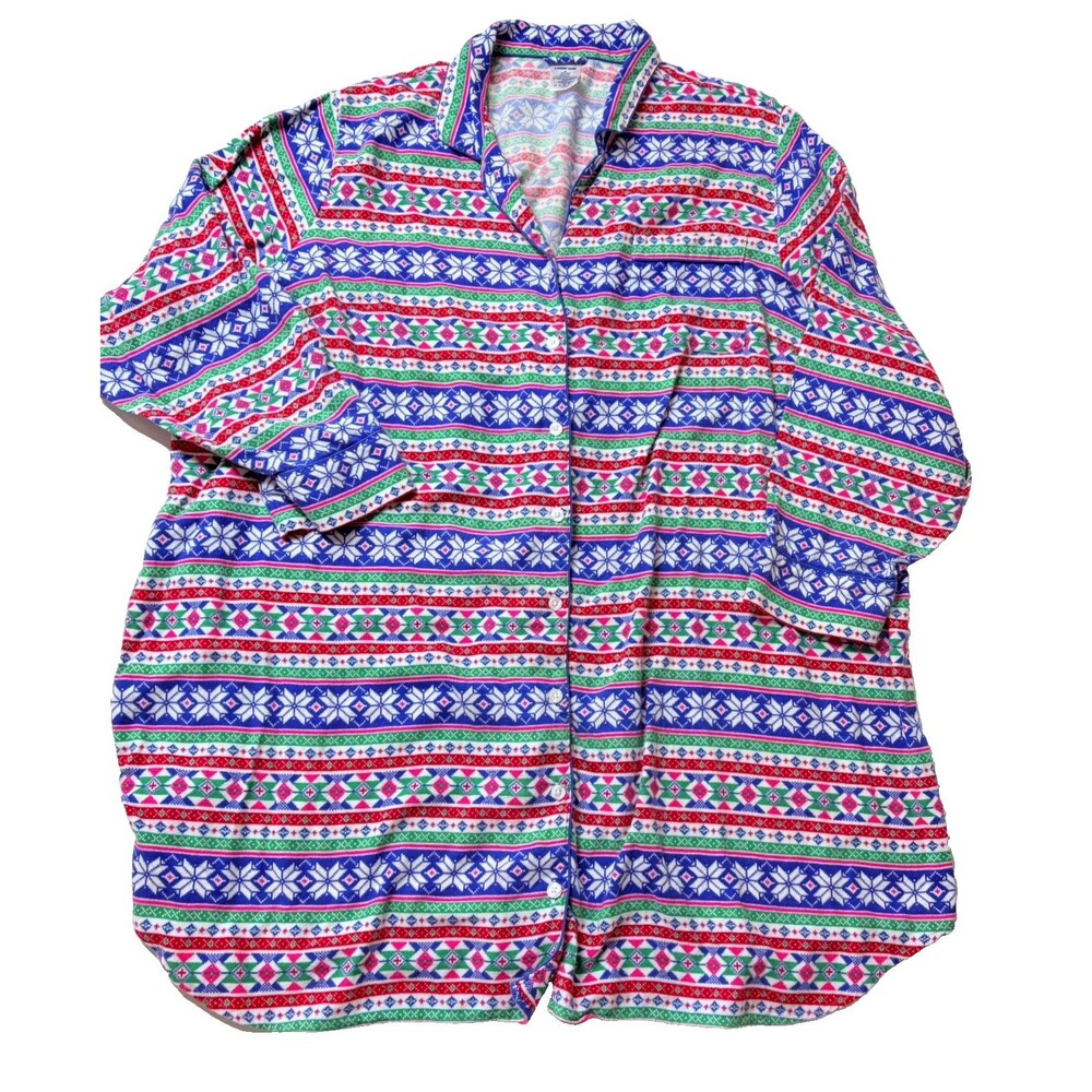 Lands End Women’s Size 3X 24W-26W Plus Sleep Shirt Nightgown Flannel Print Snow - Picture 1 of 6
